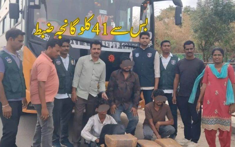 پرائیویٹ بس سے 41 کلو گرام گانجہ ضبط۔ ڈرائیور،کنڈکٹر اور ہیلپر گرفتار